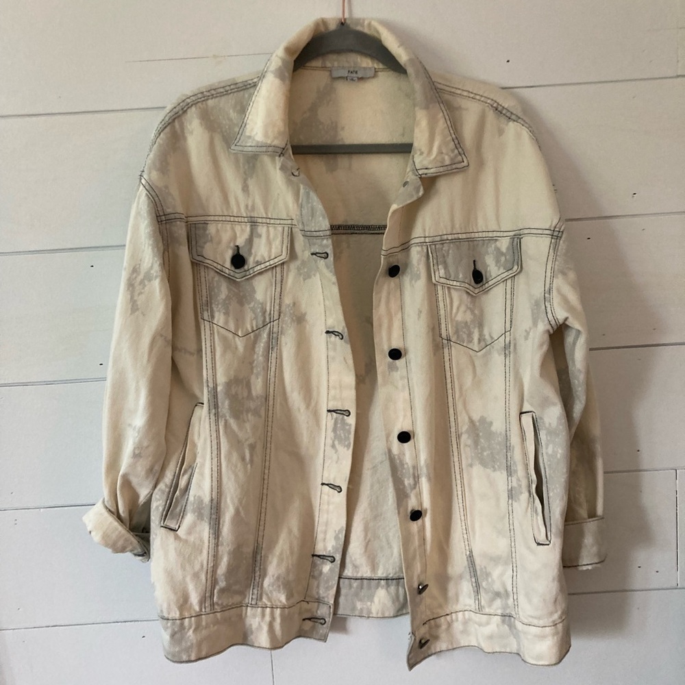 Oversized jean jacket tie dye cream cored Fate Brand